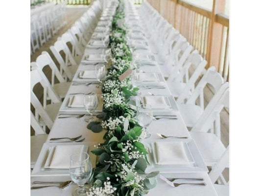 Rectangle table with white linen